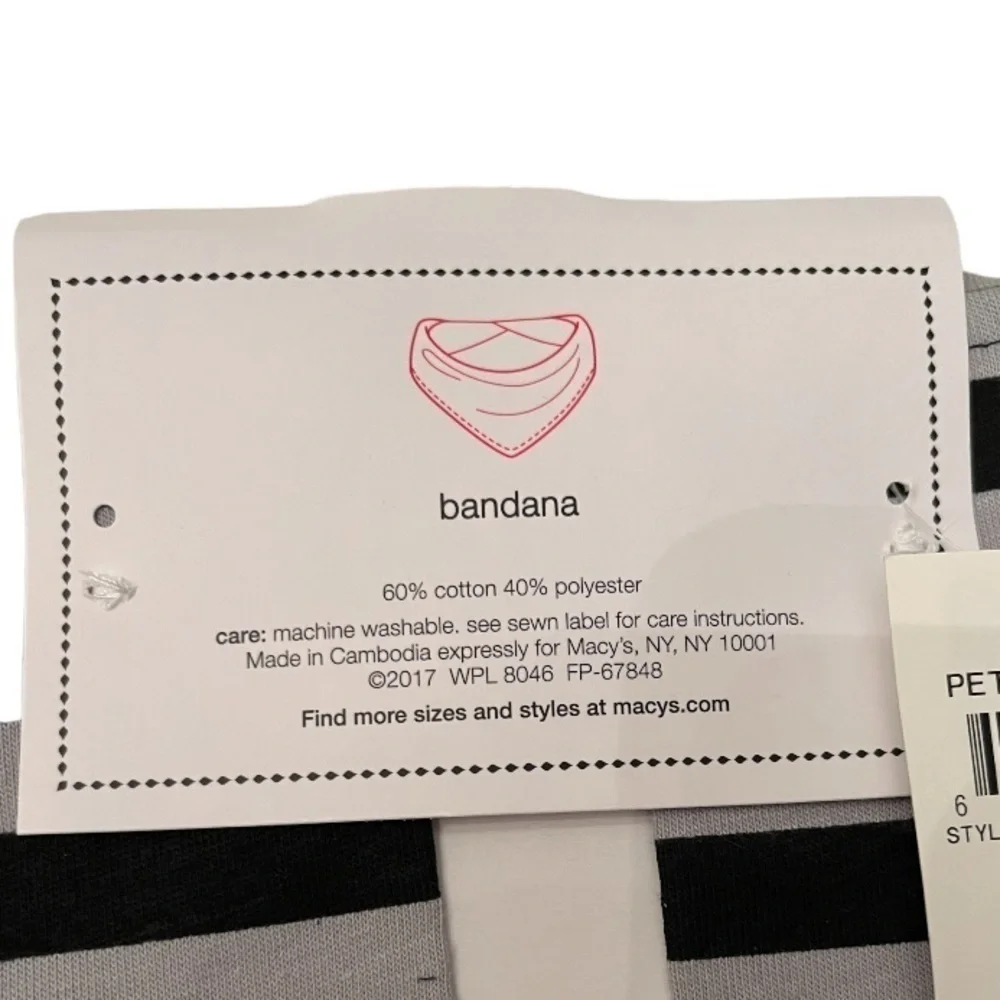 Macy’s Grey & Black Striped Halloween Boo Crew Pet Bandana L/XL